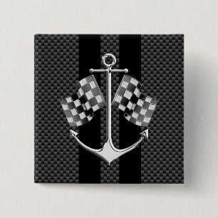 Boat Racing Nautical Carbon Fibre Chrome Stile Button