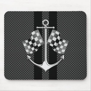 Boat Racing Nautical Carbon Fibre Chrome Stile Mousepad