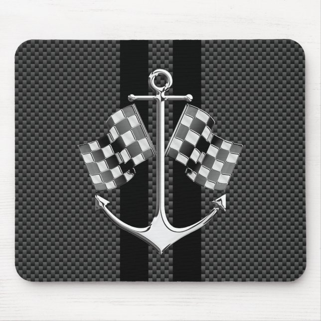 Boat Racing Nautical Carbon Fibre Chrome Stile Mousepad (Vorne)