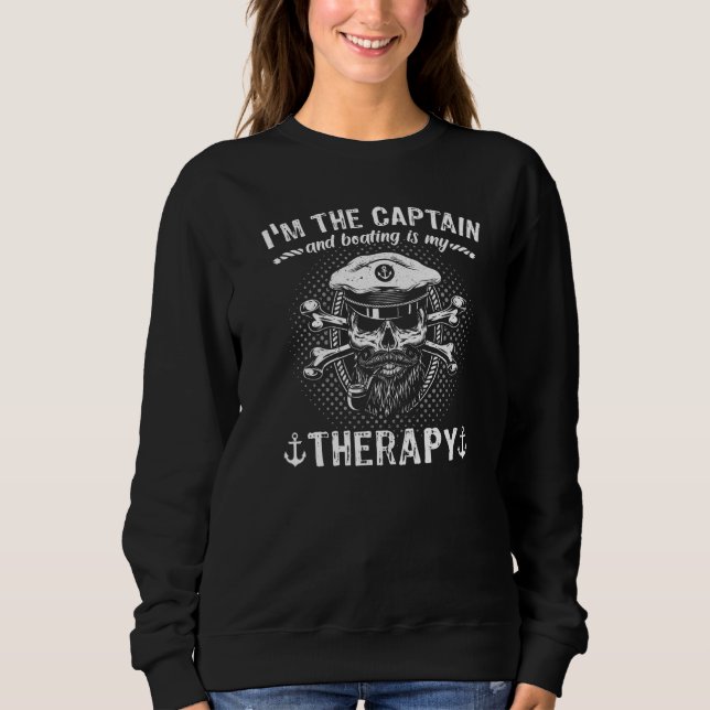 Boat Sailing Boat Captain's Hat Motorboat Sailing  Sweatshirt (Vorderseite)