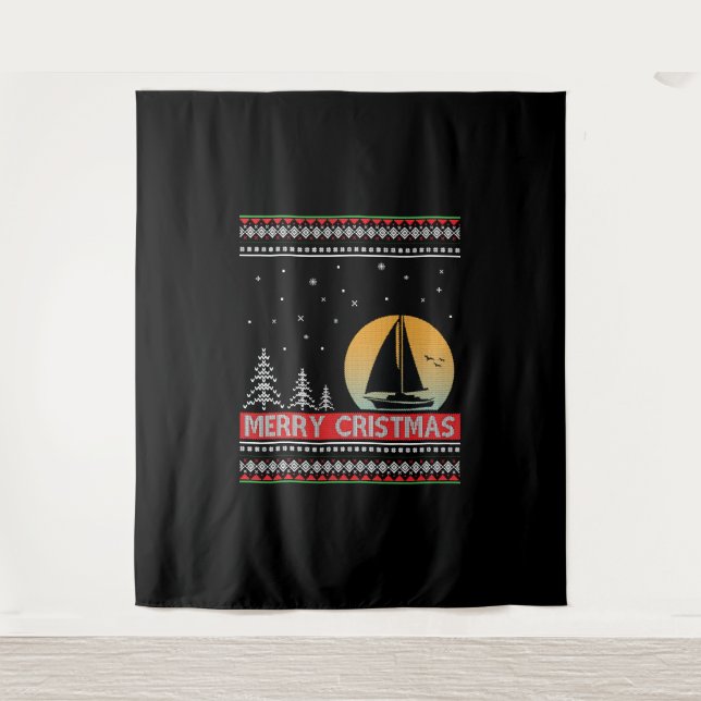 Boat Sailor Segeltörn Uggge Weihnachtssegler Gesch Wandteppich (Vorderseite)