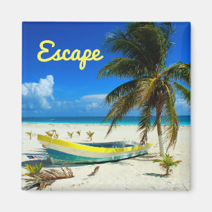 Boat Sandy Beach Karibik Mexiko Magnet