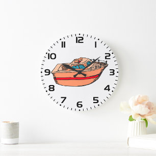 Boat Sketch Große Wanduhr