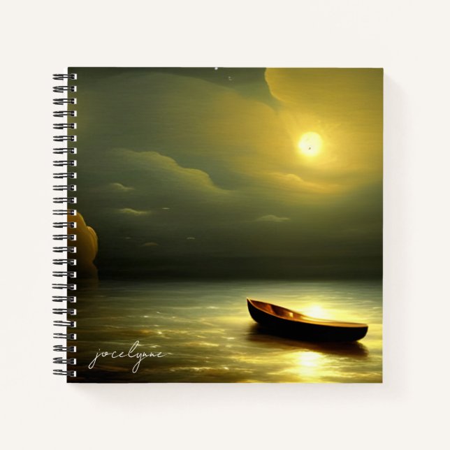 Boat Under the Moonlight Personalisiert Journal Notizbuch (Vorderseite)