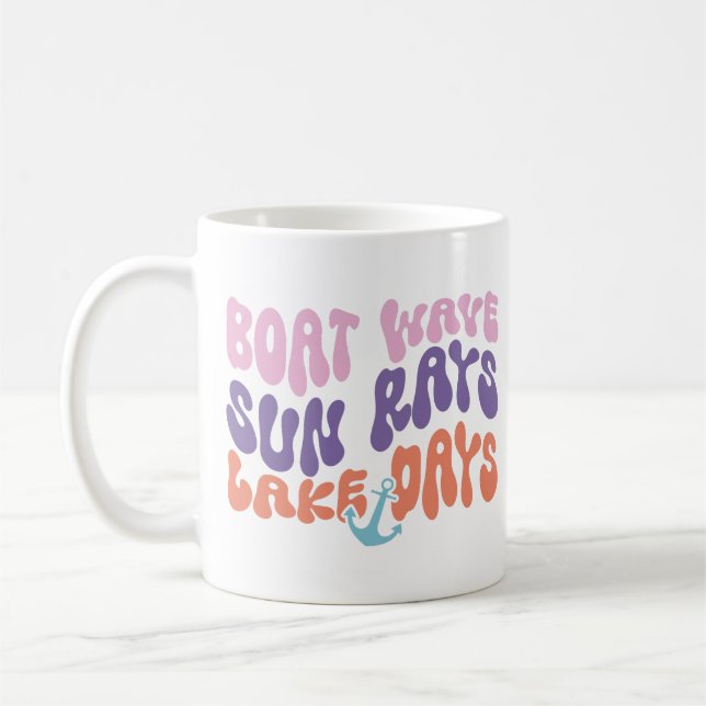 Boat Wave Sun Rays Lake Days Kaffeetasse (Links)