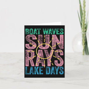 Boat Waves Sun Rays Lake Days Niedlich Retro 70er Karte