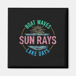 Boat Waves Sun Rays Lake Days Niedlich Retro 70er Magnet