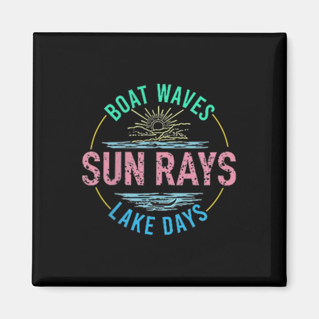 Boat Waves Sun Rays Lake Days Niedlich Retro 70er  Magnet (Vorne)