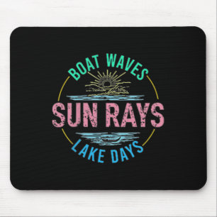 Boat Waves Sun Rays Lake Days Niedlich Retro 70er  Mousepad