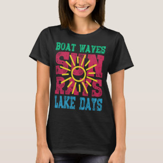 Boat Waves Sun Rays Lake Days Niedlich Retro 70er T-Shirt