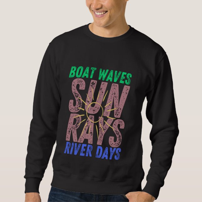 Boat Waves Sun Rays River Days Niedlich Retro Summ Sweatshirt (Vorderseite)