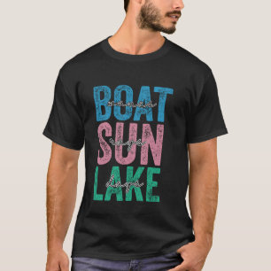 Boat Waves Sun Rays Seetage Retro Sommerurlaub T-Shirt