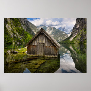 Boathouse am Obersee in den Alpen in Deutschland Poster