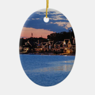 Boathouse-Reihendämmerung Keramikornament