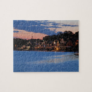 Boathouse-Reihendämmerung Puzzle