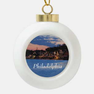 Boathouse Row dusk Keramik Kugel-Ornament