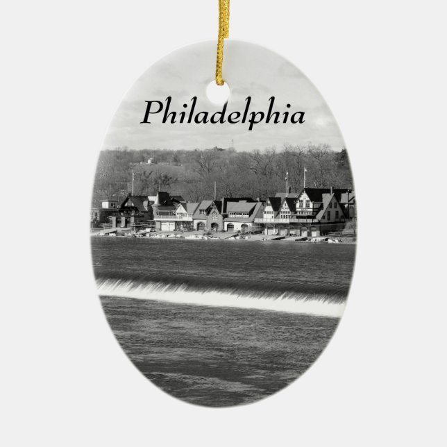 Boathouse Row winter b/w Keramikornament (Vorne)