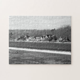 Boathouse Row winter b/w Puzzle