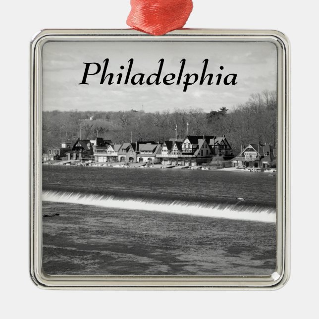 Boathouse Row winter b/w Silbernes Ornament (Vorne)