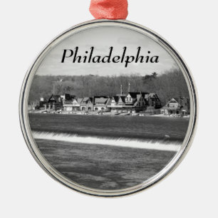 Boathouse Row winter b/w Silbernes Ornament