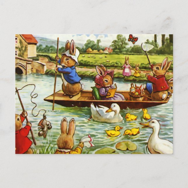 Boating Bunnies Postkarte (Vorderseite)