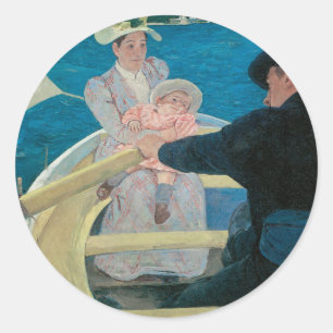 Boating Party von Mary Cassatt, Vintage Fine Art Runder Aufkleber