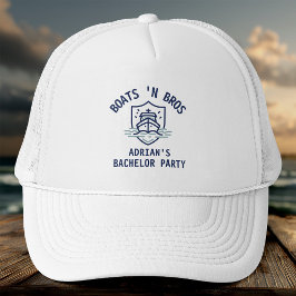 Boats N Bros Bachelor Party Favor Nautical Groom Truckerkappe