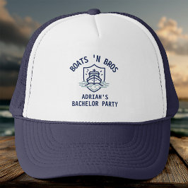 Boats N Bros Bachelor Party Favor Nautical Groom Truckerkappe