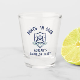 Boats N Bros Bachelor Party Favor Navy  Schnapsglas