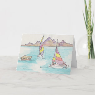 "Boats Watercolor Sketch/Fidschi" Grußkarte Feiertagskarte