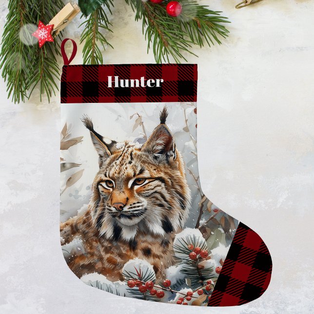 Bob Cat Wildlife Weihnachten Strumpf Großer Weihnachtsstrumpf (Bobcat stocking 1)