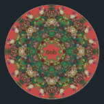 BOB ~ CHRISTMAS ~ Gelbgrün Runder Aufkleber<br><div class="desc">Das ist ein Kaleidoskop aus rot,  gelb,  blau,  weiß und grün. Es hat ein ausgeprägtes 3D-Design.</div>