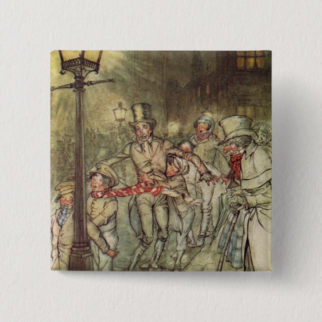 Bob Cratchit ging ein Dia auf Cornhill hinunter Button (Vorderseite)