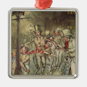 Bob Cratchit ging ein Dia auf Cornhill hinunter Silbernes Ornament