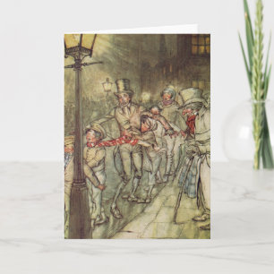 Bob Cratchit ging eine Rutsche auf Cornhill hinunt Feiertagskarte