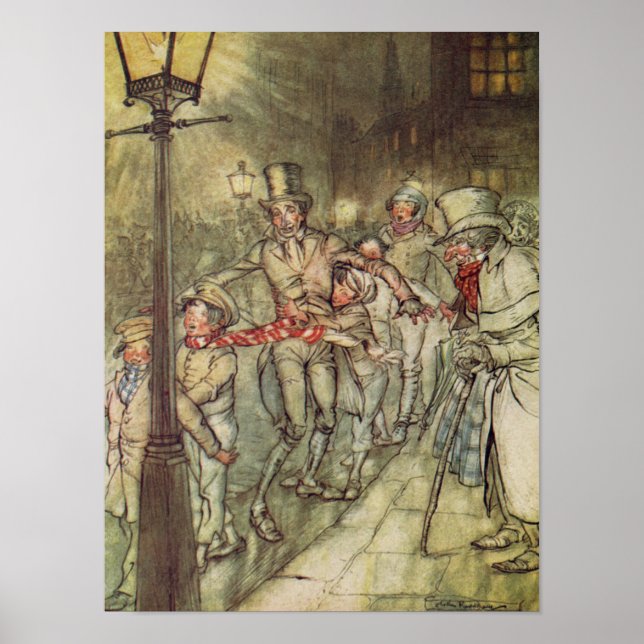 Bob Cratchit ging eine Rutsche auf Cornhill hinunt Poster (Vorne)