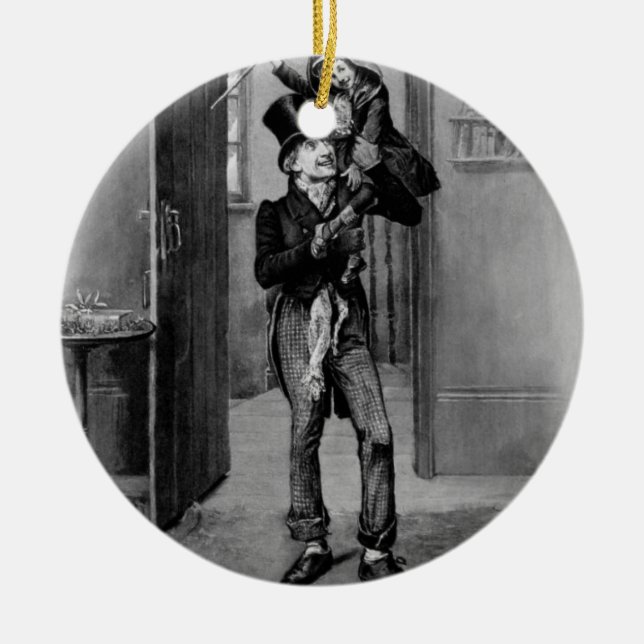 Bob Cratchit und kleiner Tim Keramikornament (Vorne)