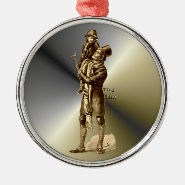 Bob Cratchit und kleines Tim-Weihnachten Carol Ornament Aus Metall (Vorne)
