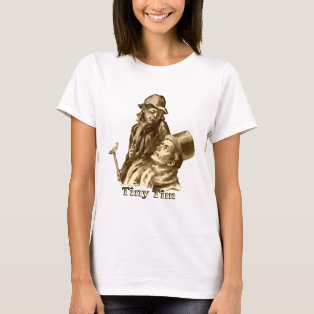Bob Cratchit und Tiny Tim Christmas Carol T-Shirt (Vorderseite)