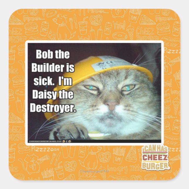 Bob, der Erbauer ist krank Quadratischer Aufkleber (Vorderseite)