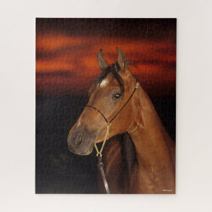 Bob Langrish   Bay Arab Stallion Headshot Sunset Puzzle