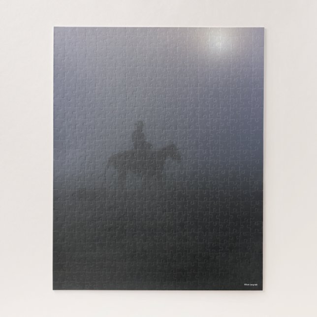 Bob Langrish | Cowboy-Rennen in Nebel mit Hund Puzzle (Vertikal)