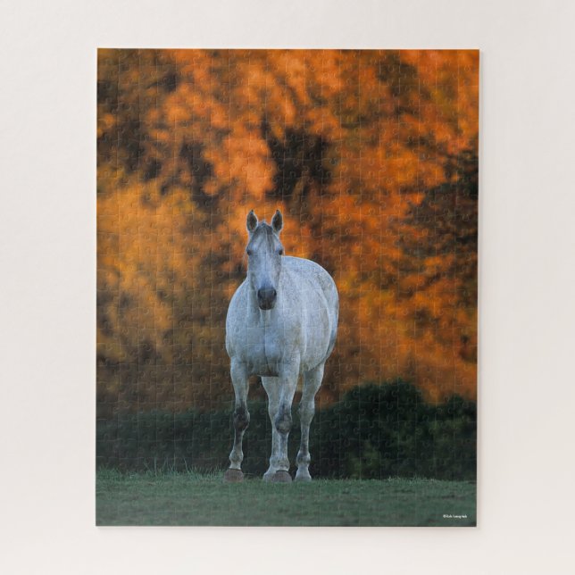 Bob Langrish | Grauer Warmblut Stehend Herbst Puzzle (Vertikal)