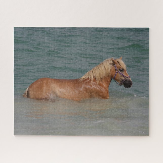 Bob Langrish | Haflinger Pferd schwimmen im Meer Puzzle (Horizontal)
