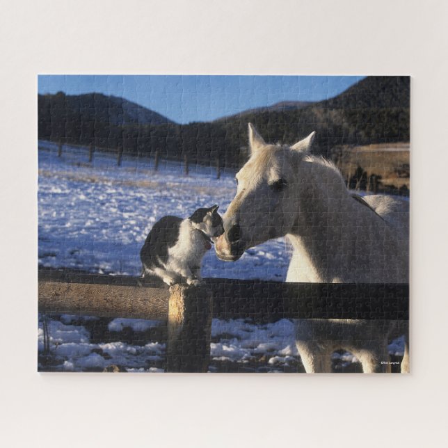 Bob Langrish | Pferd und Katze im Schnee Puzzle (Horizontal)