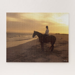 Bob Langrish   Pferd und Reiter On Beach bei Sunse Puzzle
