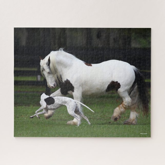 Bob Langrish Sinti und Roma Vanner und Hund laufen Puzzle (Horizontal)