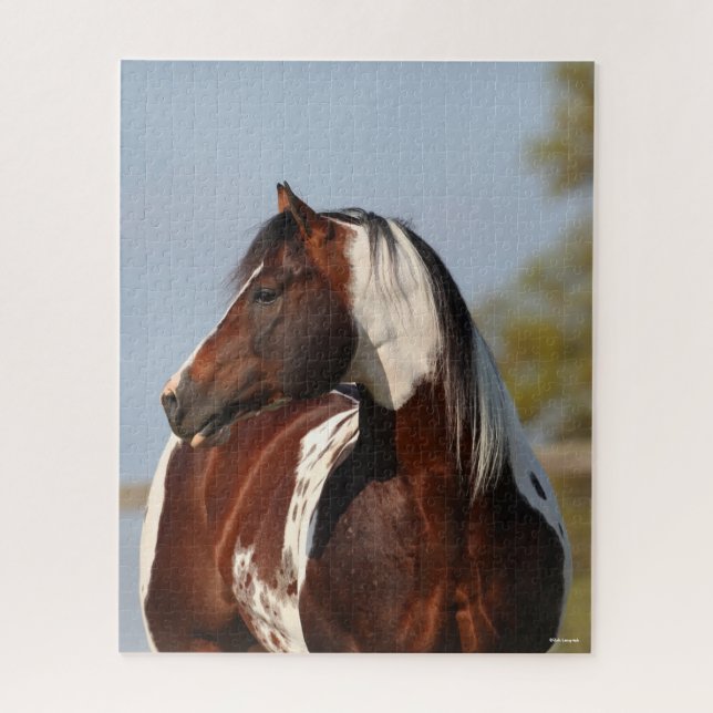 Bob Langrish | Tobiano Paint Stallion Headshot Puzzle (Vertikal)