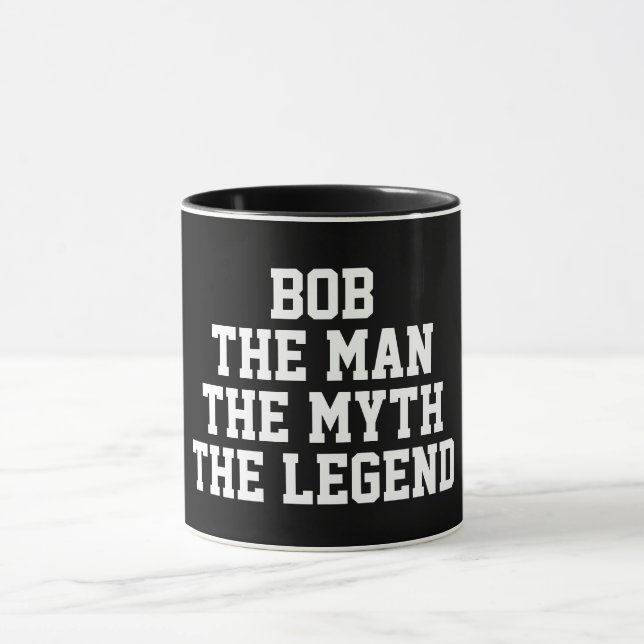 Bob: Mann, Mythos, Legende, schwarz Tasse (Zentrum)