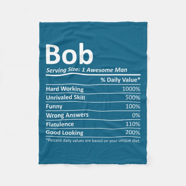 Bob Nutrition Funny Birthday D Name Gif  Fleecedecke (Vorderseite)